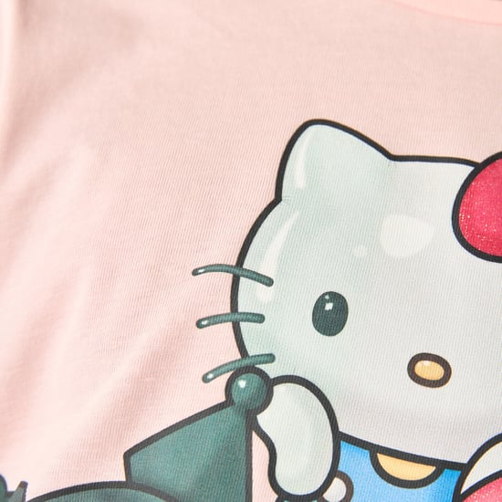 Sanrio Hello Kitty and Friends Print T-shirt with Short Sleeves