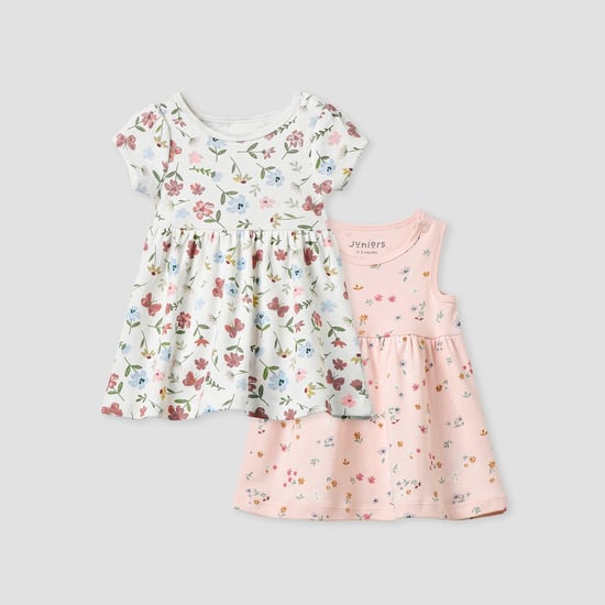 Juniors Floral Print A-line Dress - Set of 2