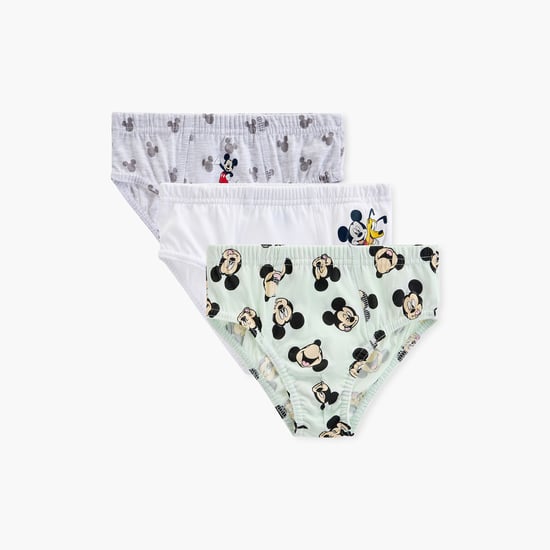 Mickey Mouse Print Briefs with Elasticated Waistband - Set of 3
