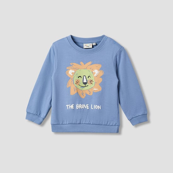 Juniors Lion Print Sweatshirt with Long Sleeves