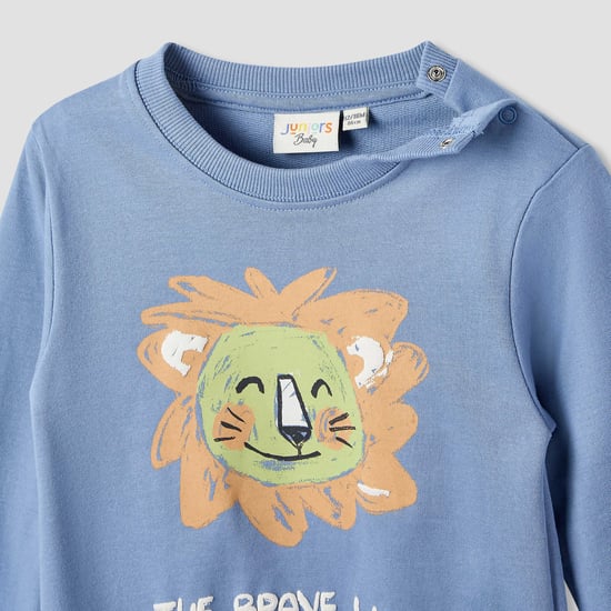 Juniors Lion Print Sweatshirt with Long Sleeves