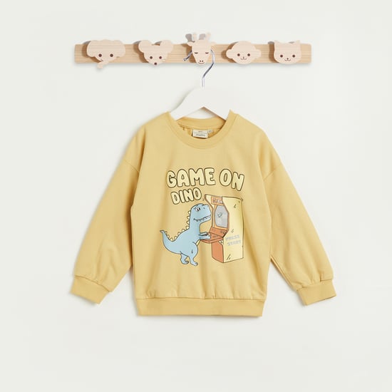 Juniors Dinosaur Print Sweatshirt with Long Sleeves