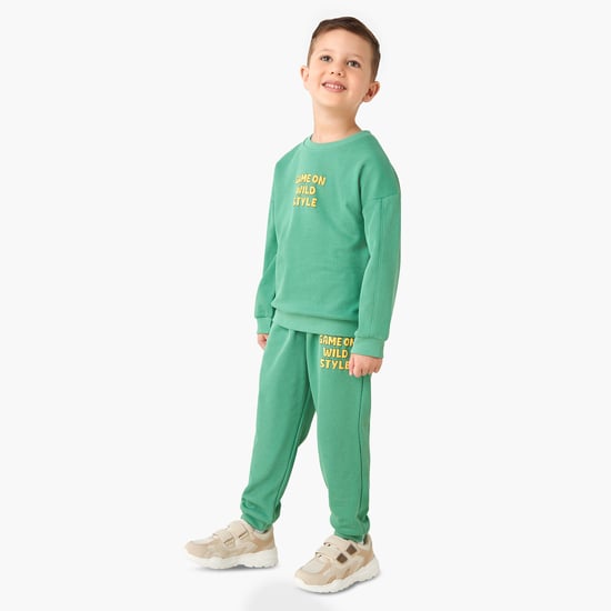 Juniors Slogan Print Sweatshirt and Joggers Set
