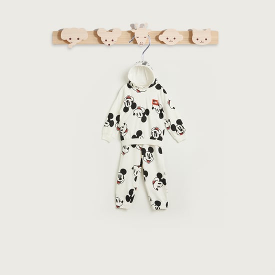 Mickey Mouse Print Hooded Sweatshirt and Joggers Set