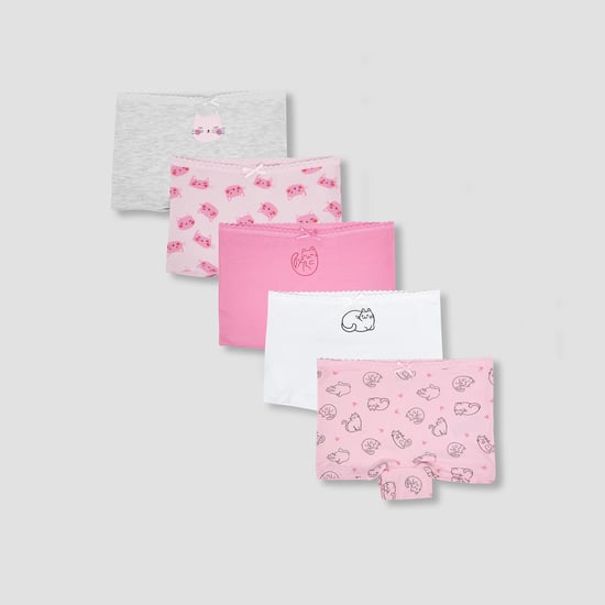 Juniors Cat Print Boxer Briefs - Pack of 5