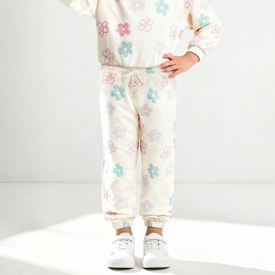 Juniors Floral Print Joggers with Pockets