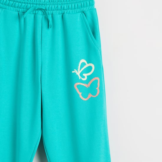 Juniors Butterfly Print Joggers with Pockets