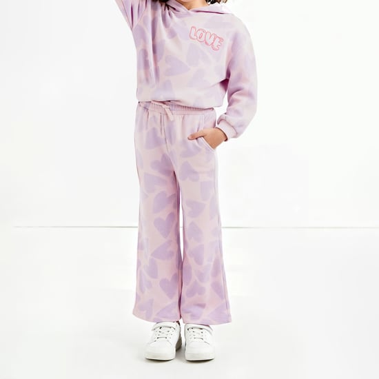 Juniors Heart Print Joggers with Pockets
