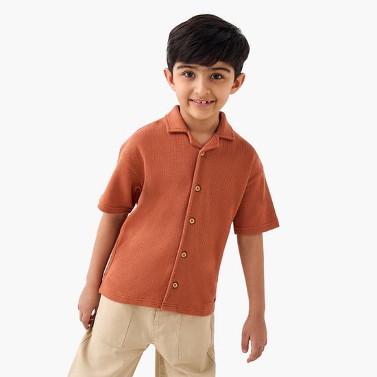 Textured Cuban Collar Shirt