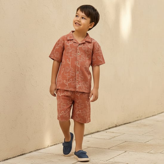 Floral Print Shirt and Shorts Set