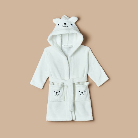 Juniors Bear Applique Hooded Bathrobe with Belt