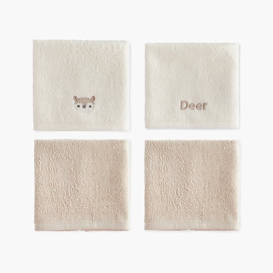 Juniors 4-Piece Embroidered Wash Cloth Set - 26x26 cm