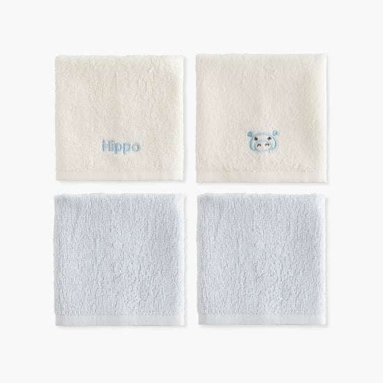Juniors 4-Piece Embroidered Wash Cloth Set - 26x26 cm