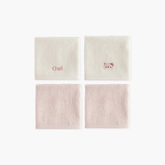 Juniors 4-Piece Embroidered Wash Cloth Set - 26x26 cm