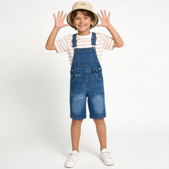 Juniors Sleeveless Denim Dungaree with Pockets
