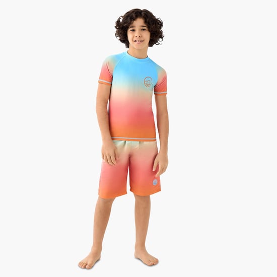 Juniors Ombre Print Rash Guard Set
