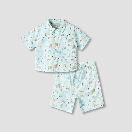 Juniors Graphic Print Shirt and Shorts Set