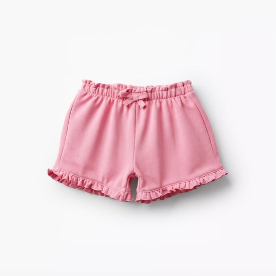 Juniors Solid Shorts with Ruffle Hem