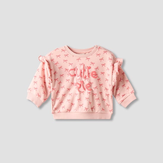Juniors Bow Print Sweatshirt