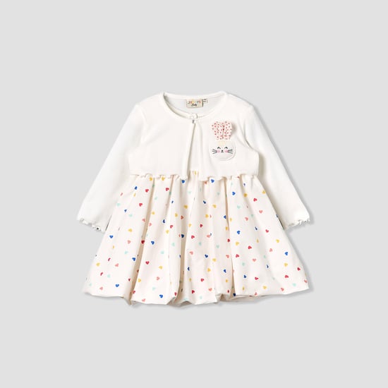 Juniors Heart Print Bubble Dress with Bolero Jacket