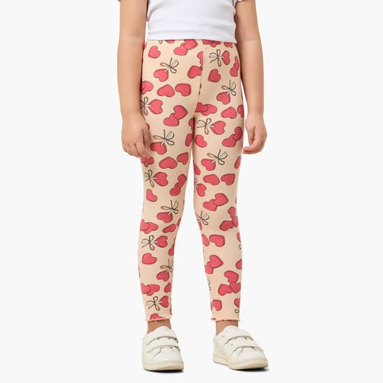 Juniors Heart Print Leggings