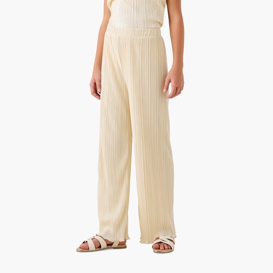 Juniors Textured Top and Pants Set with Elasticated Waist