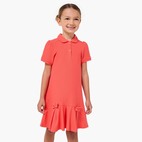 Juniors Bow Accent Drop Waist Dress