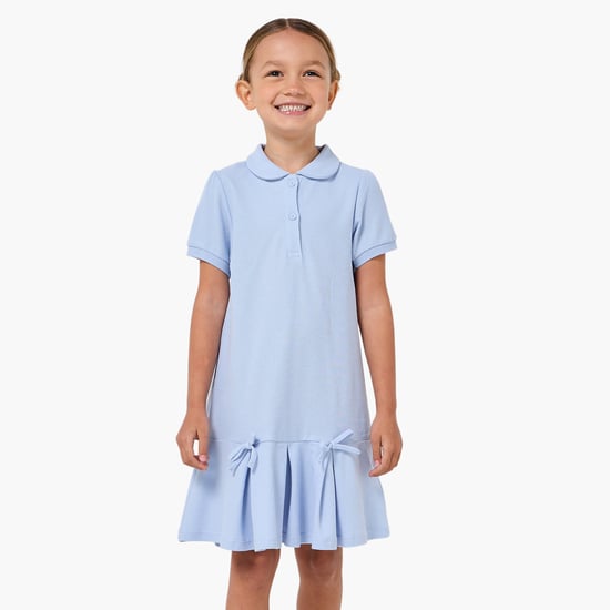 Juniors Pleated Collared Polo Dress