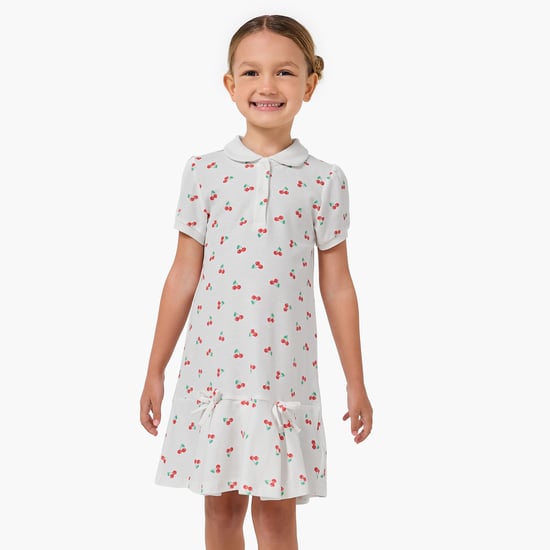 Juniors Cherry Print Drop Waist Dress