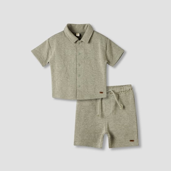 Giggles Textured Shirt and Shorts Set