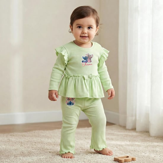 Juniors Stitch Embroidered Top and Pants Set