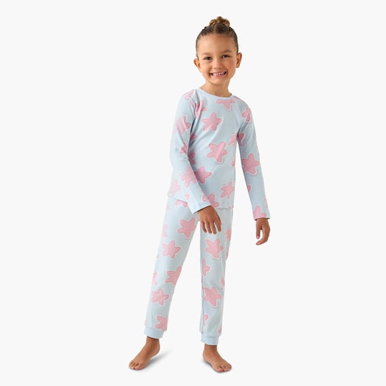 Juniors Star Print T-shirt and Pyjama Set