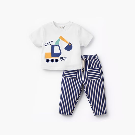Juniors Embroidered T-shirt and Pants Set