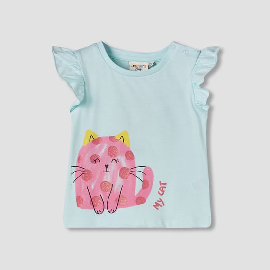 Juniors Cat Print T-shirt