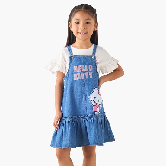 Sanrio Hello Kitty Embellished T-shirt and Pinafore Set