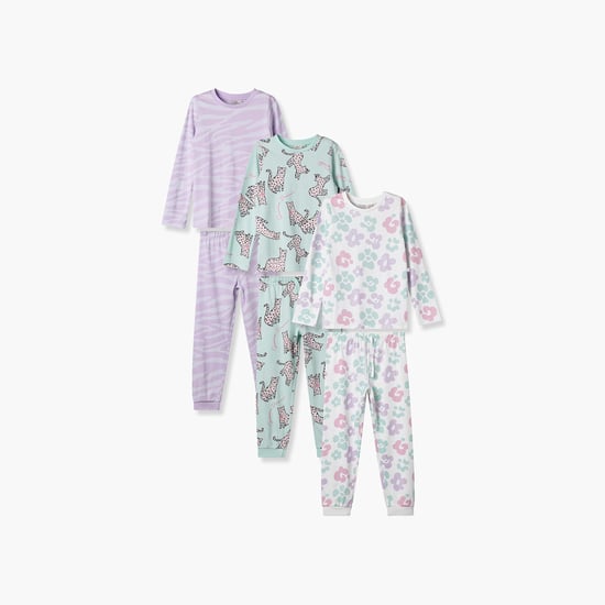 Juniors Printed T-shirt and Pyjama - Set of 3
