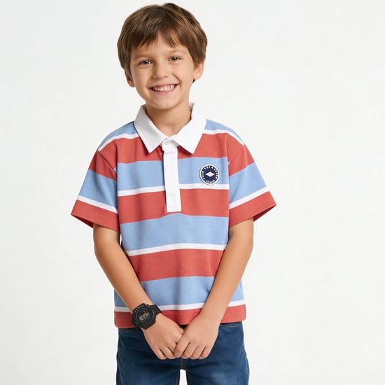 Juniors Striped Polo T-shirt