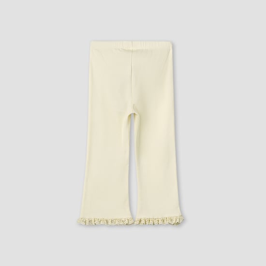 Juniors Ribbed Leggings with Lace Trim