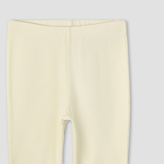 Juniors Ribbed Leggings with Lace Trim