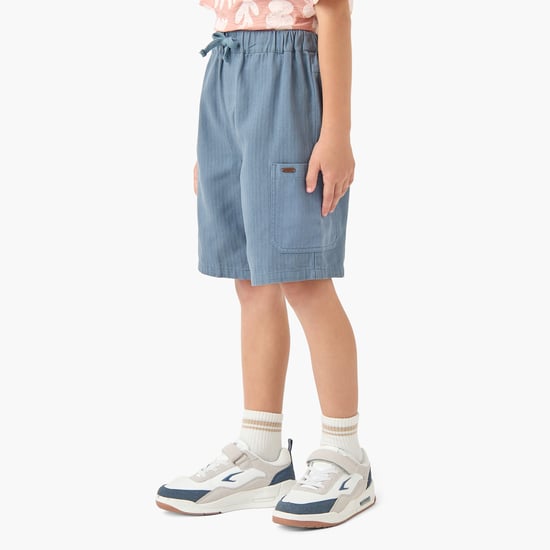Textured Drawstring Waist Shorts