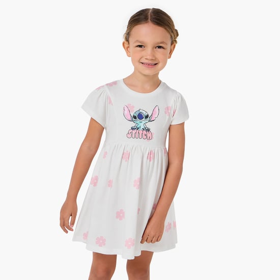 Juniors Stitch Print A-line Dress