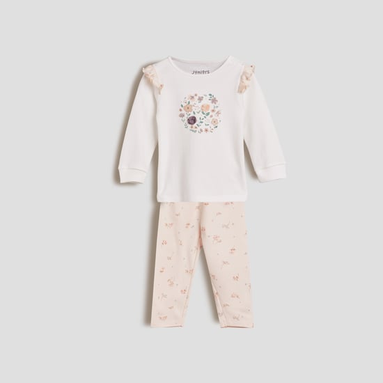 Juniors Printed T-shirt with Pyjama Set