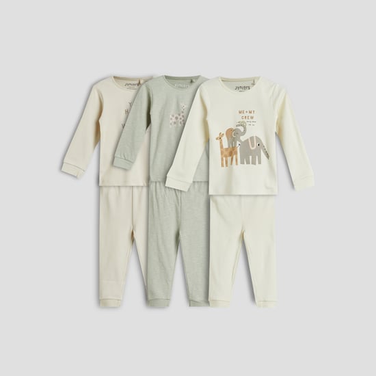Juniors Animal Print T-shirt and Pyjama Sets - Pack of 3