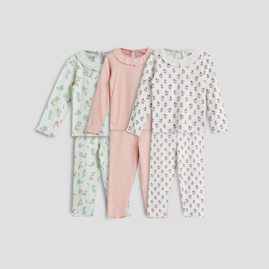 Juniors Lace Trim Top and Pyjama Set - Pack of 3