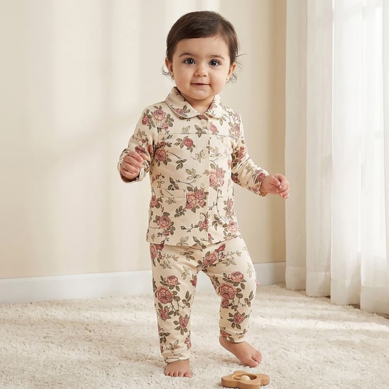 Giggles Floral Print Shirt and Pyjama Set