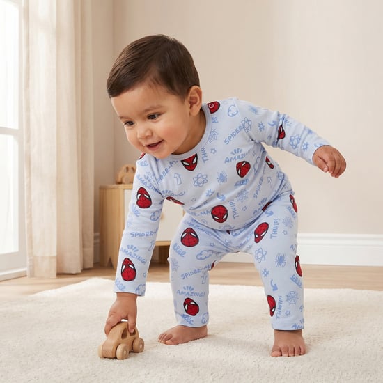 Juniors Spider-Man Printed T-shirt & Pyjama Set