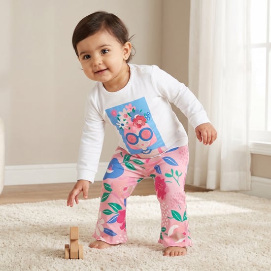 Juniors Floral Print T-shirt and Pyjama Set
