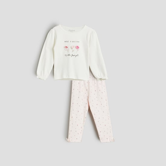 Juniors Applique T-shirt with Pyjama Set