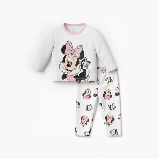 Juniors Minnie Mouse Printed T-shirt & Pyjama Set