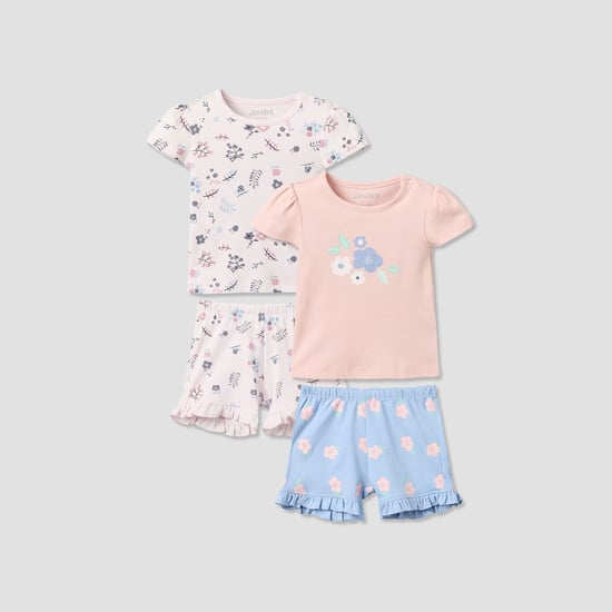 Juniors Floral Print T-shirt and Shorts Set - Pack of 2